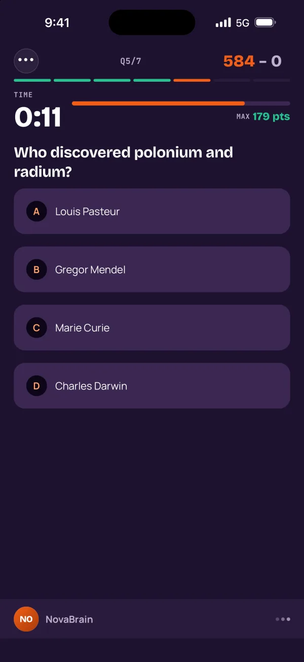 A duel question in 17Quizz: four answers and the timer.